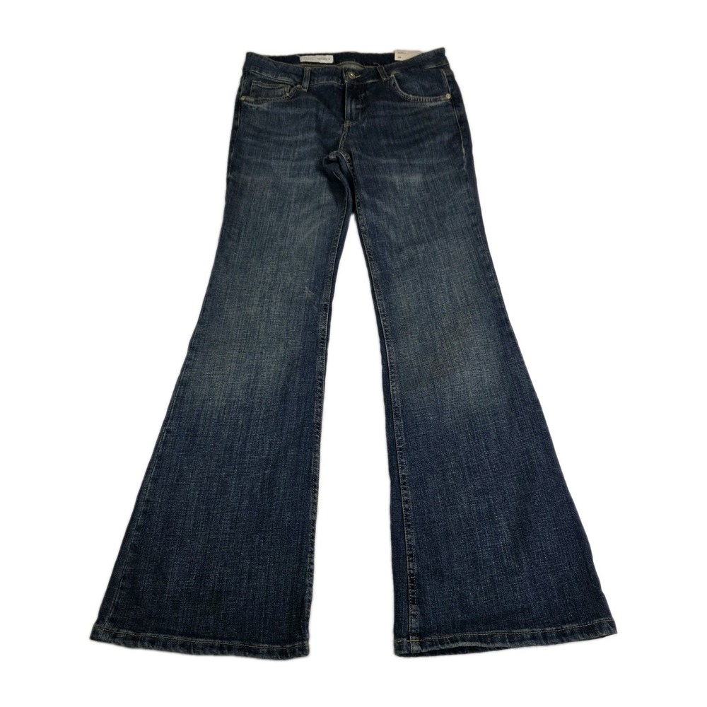 Zara Jeans Womens Size 4 Bootcut Low Rise Flap Pockets Blue Denim Pants New